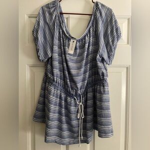 Lane Bryant 22/24 Striped Blue and White Top